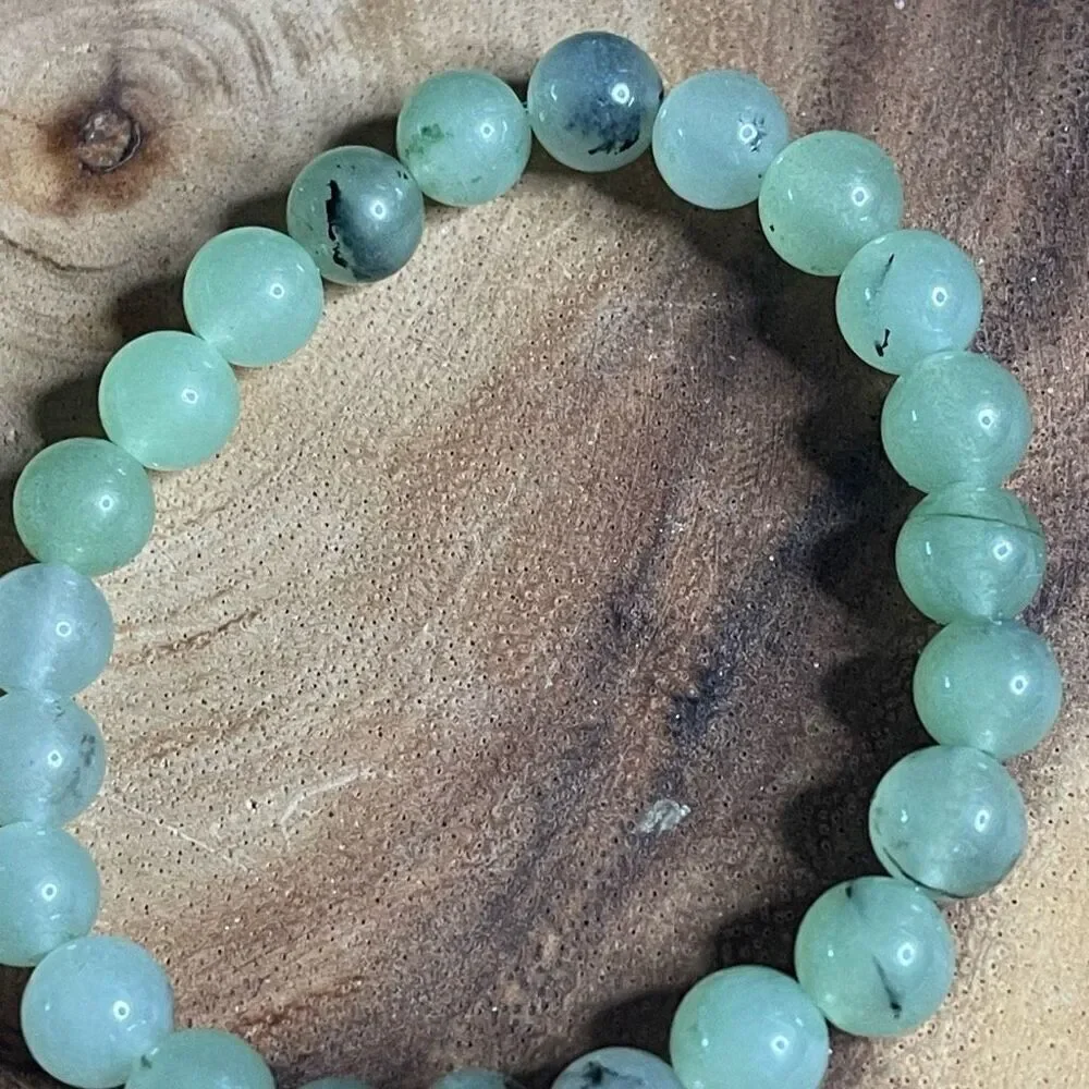Prehnite 8mm stretch bracelet beaded bracelet 7” stretch crystal healing